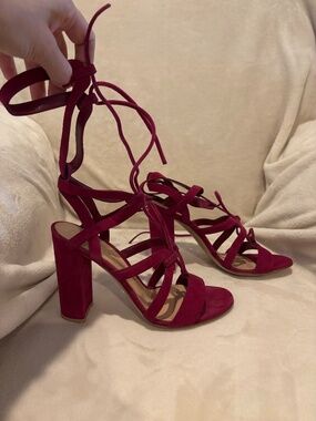 Gianvito Rossi Raspberry Suede Sandals 39.5 NWT